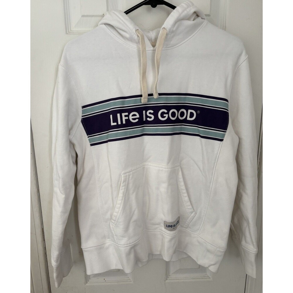 Life is Good Women Simply True White hoodie Sweatshirt, Size Small